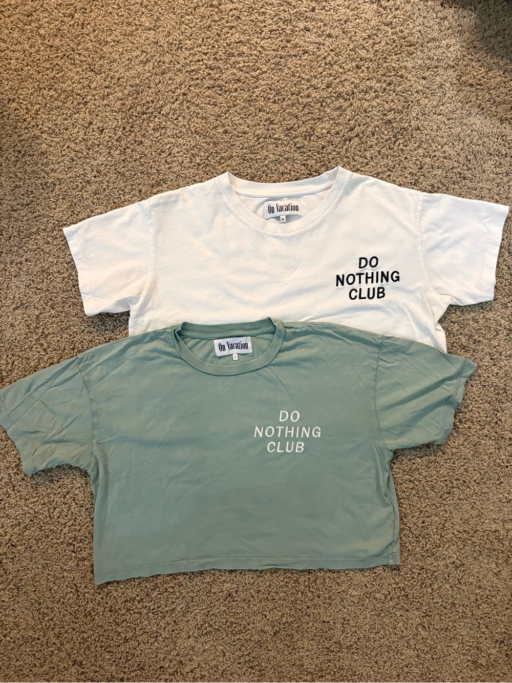 "Do Nothing Club" Cropped Tee - White and Sage
